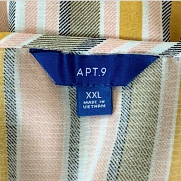 Apt 9 Womens Plus Sz XXL V-neck Striped Blouse Multicolor Smocked Waist #85A - Picture 5 of 7